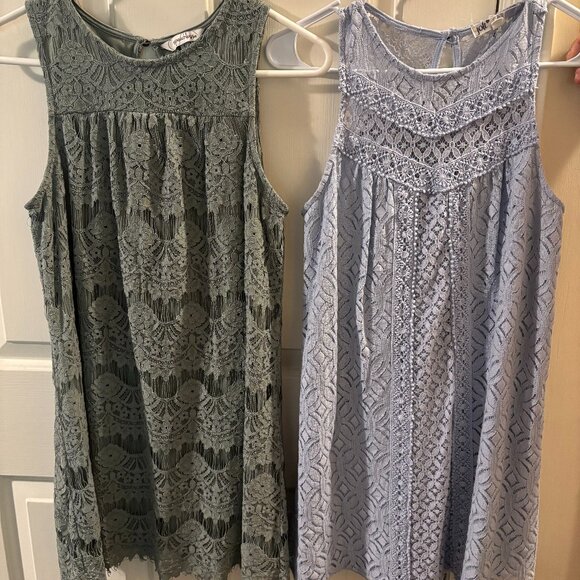 Lot of 2 Jolt and Speechless Sleeveless Green/Blue Dresses ~ Juniors Small - Picture 1 of 5